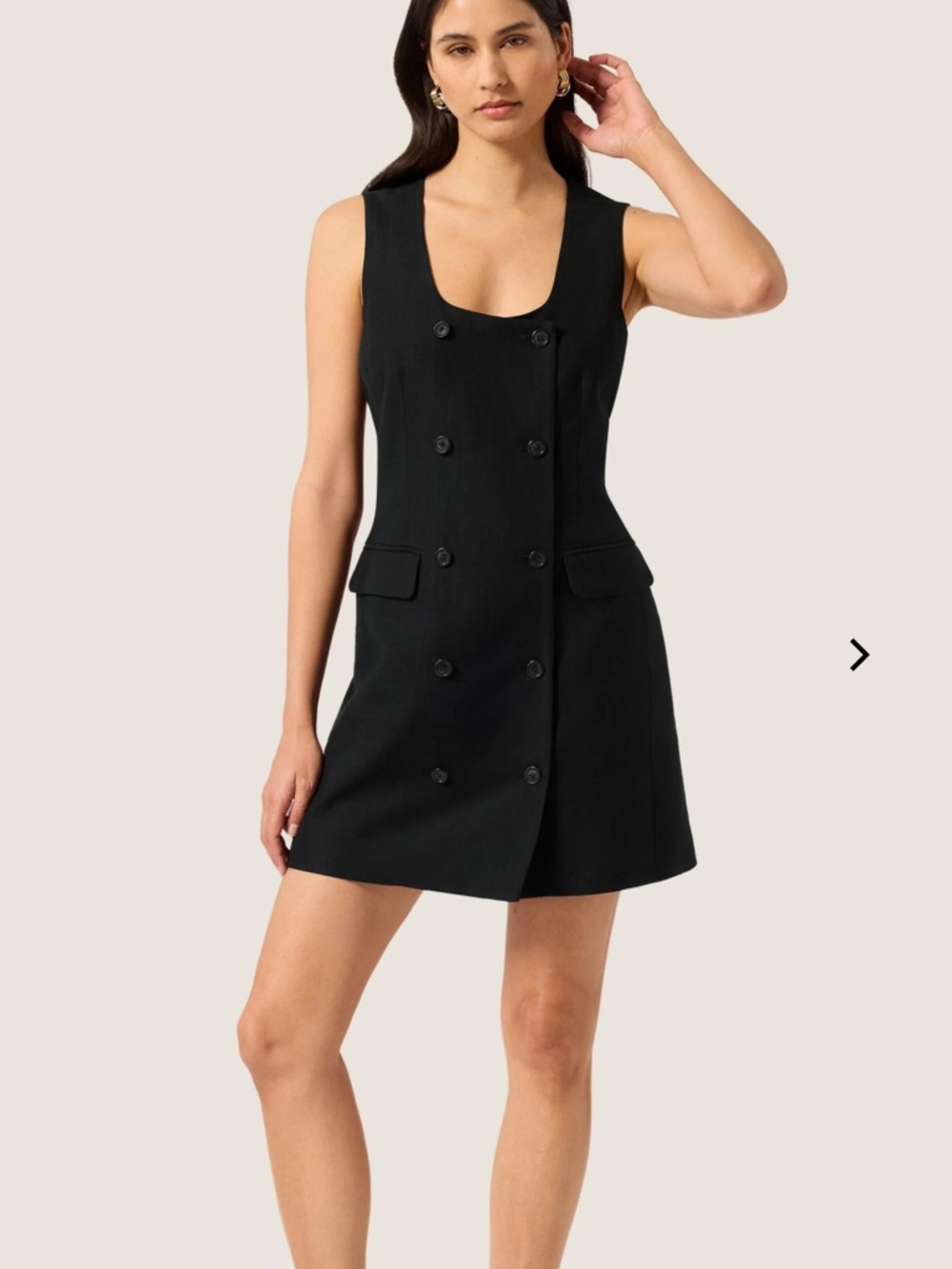 Argent Mini Scoop Neck Double-Breasted Black Dress 6